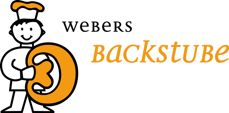 Logo von Webers Backstube mit Bäckerfigur